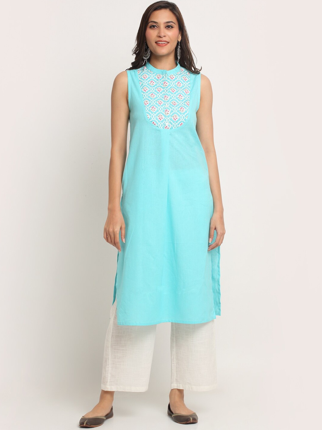 

EK BY EKTA KAPOOR Women Blue Cotton Floral Printed Kurta