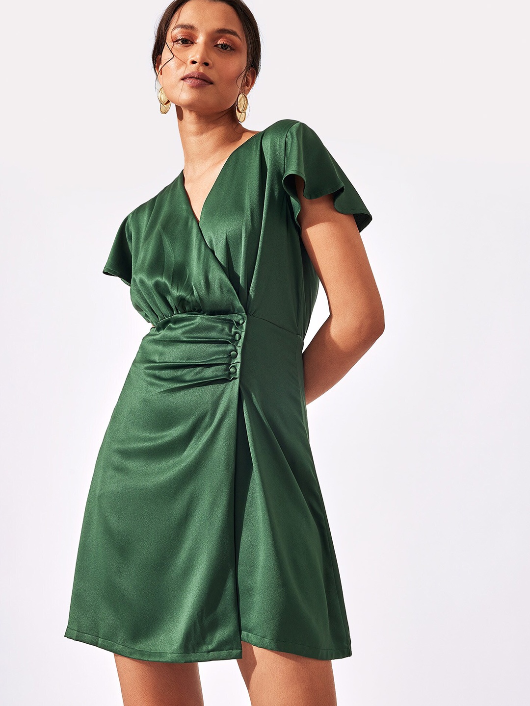 

The Label Life V-Neck Wrap Dress, Green