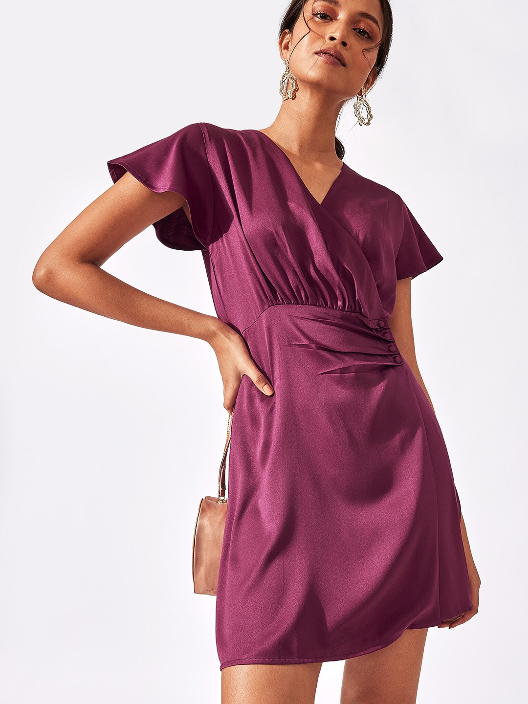 

The Label Life V-Neck Wrap Dress, Maroon