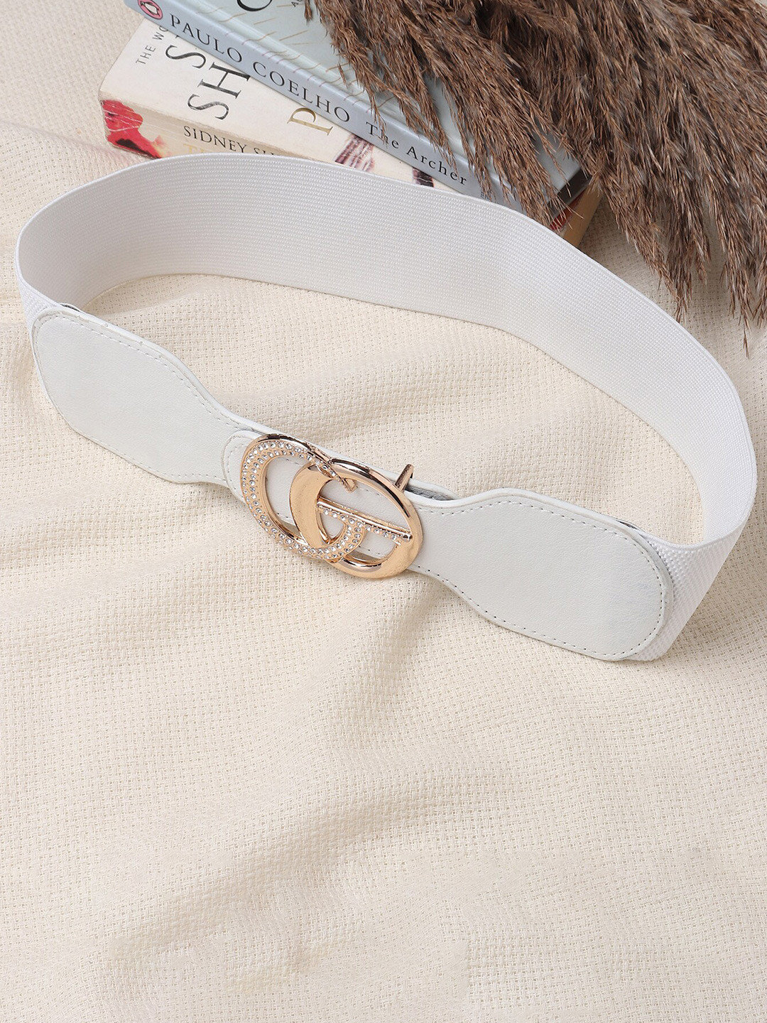 

Swiss Design Women White Embellished Belt