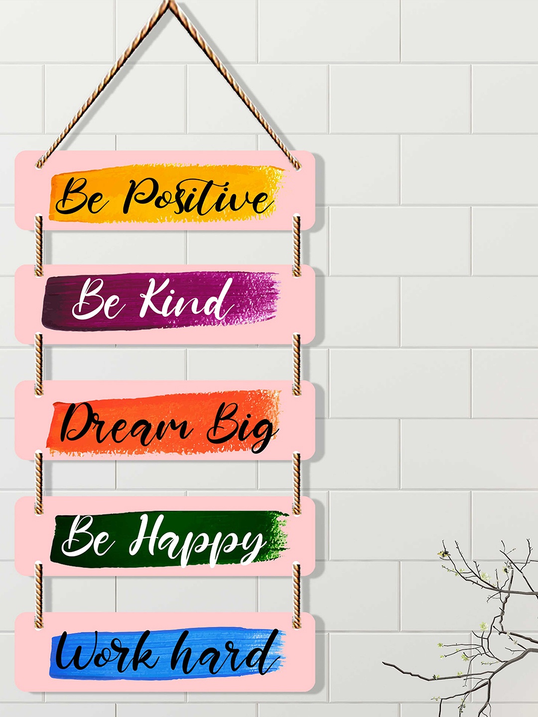 

SAF Pink Printed Motivational Quotes Wooden Wall Hanging