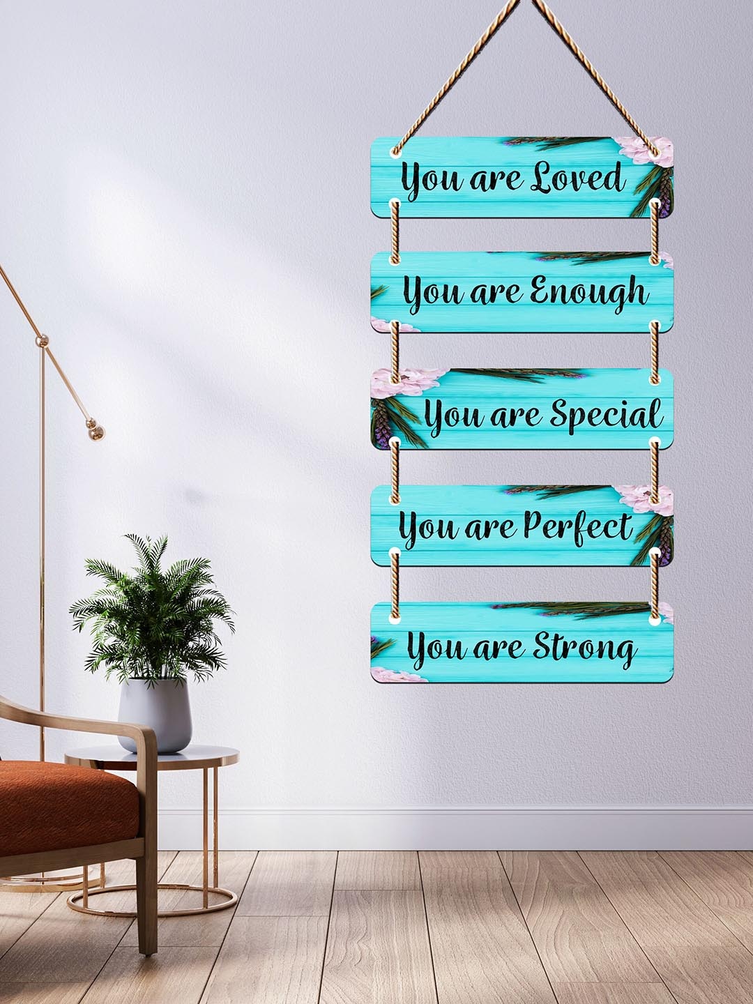 

SAF Blue Printed Wooden Wall Hanging