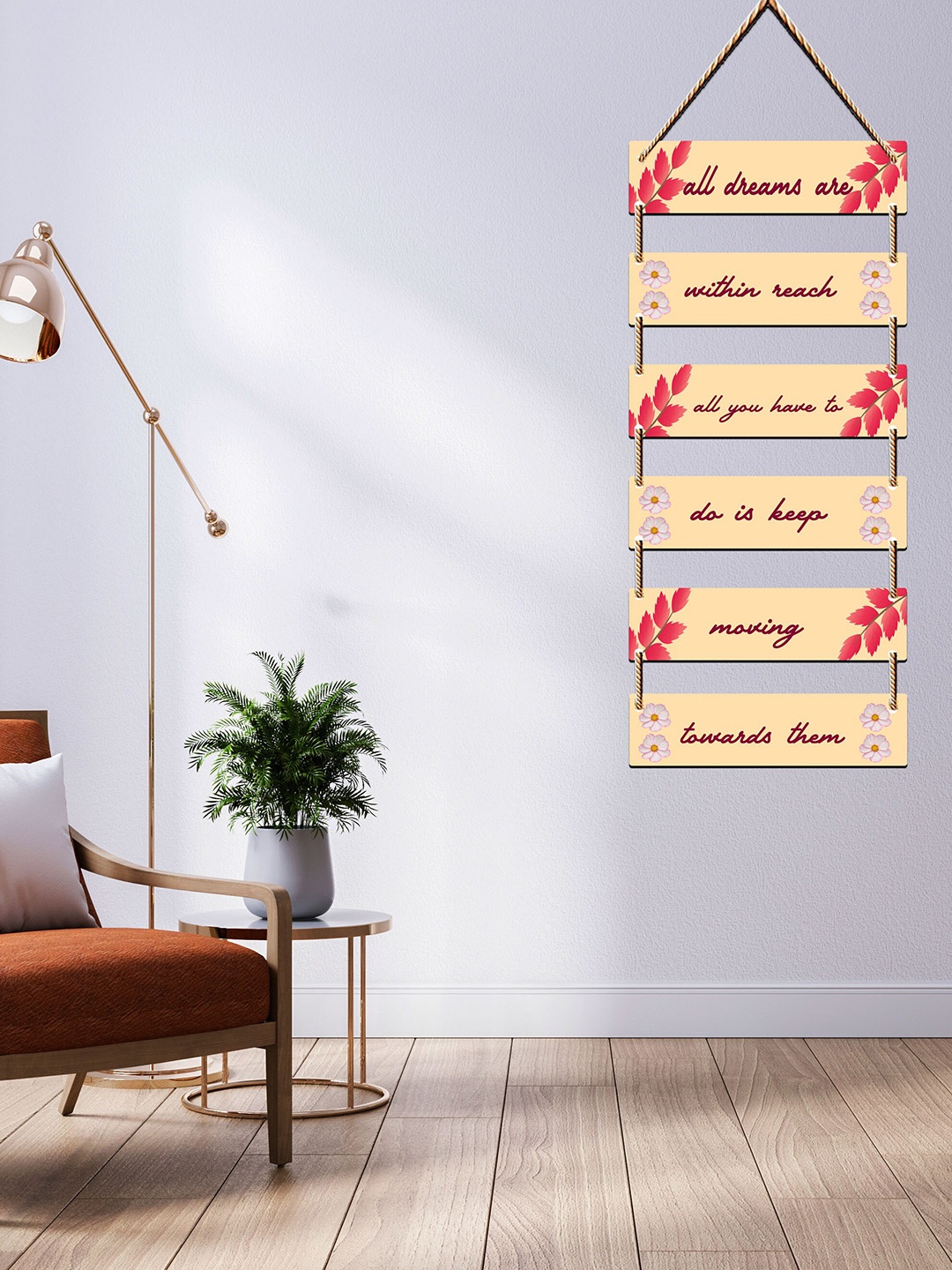 

SAF Yellow Printed Motivational Quotes Wooden Wall Hanging