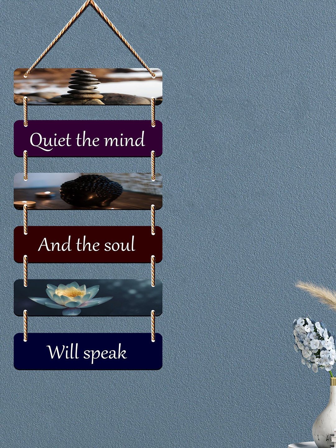 

SAF Brown & Blue 6-Layered Quiet The Mind,& The Soul Will speak Printed Wall Hanging
