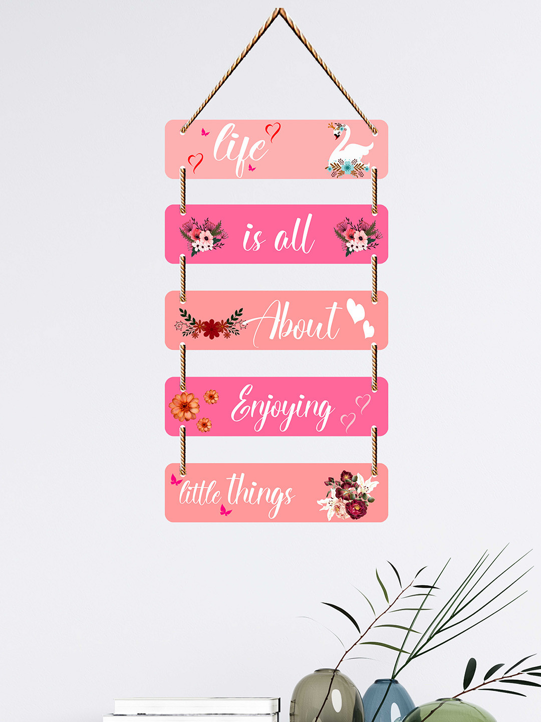 

SAF Pink Peach Typography Wooden Wall Hanger Plate