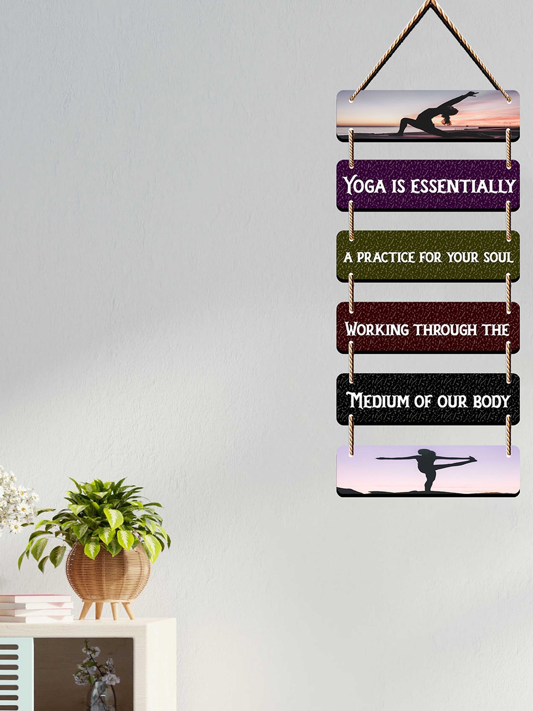 SAF Purple & Green Printed Layered Wall Hanging Decor