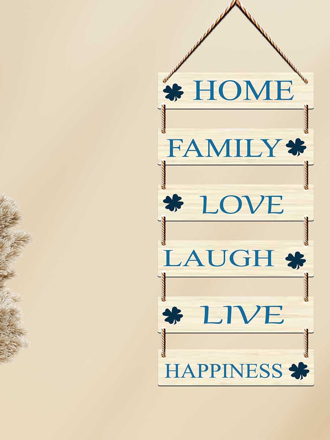 

SAF Beige & Blue Typography Printed Wooden Wall Hanging