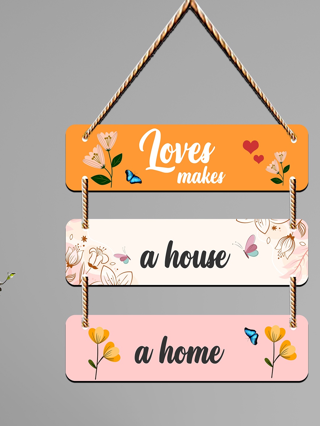

SAF Orange Colored & Pink Typography Printed Wooden Wall Hanging