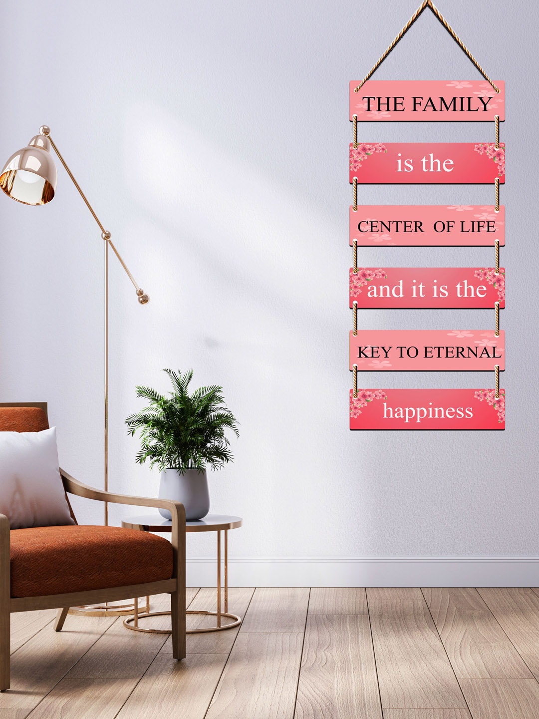 SAF Pink Printed Wooden Wall Hanging