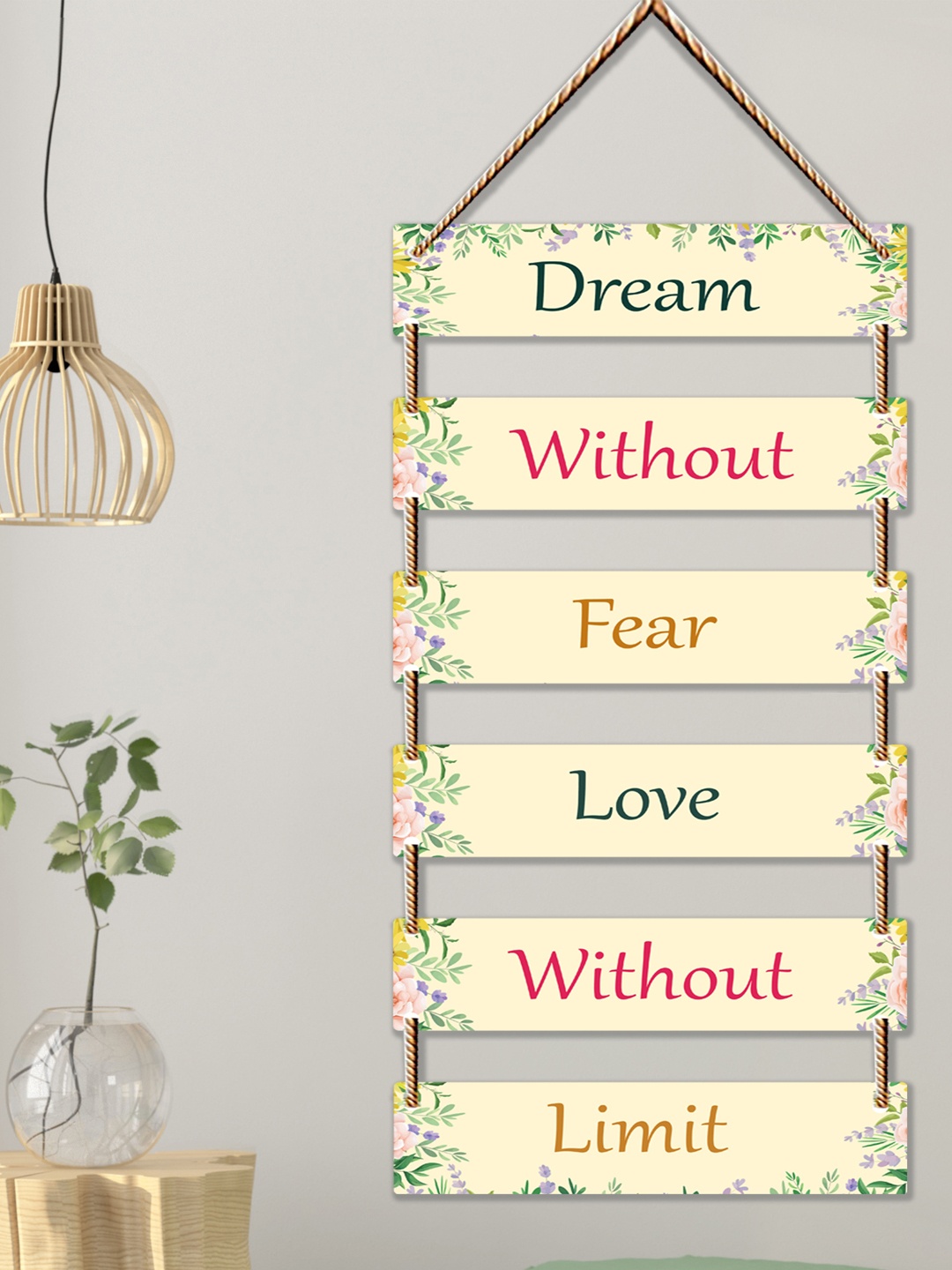 

SAF Yellow & Red 6 Layered Motivational Quotes Printed Wall Hanging