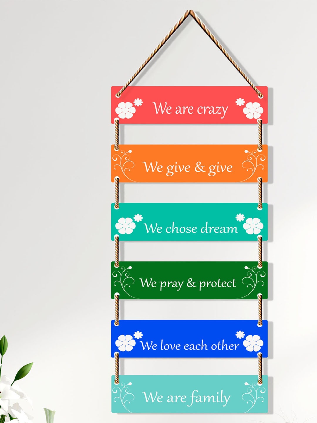 

SAF Blue & Red Printed Motivational Quotes Wooden Wall Hanging