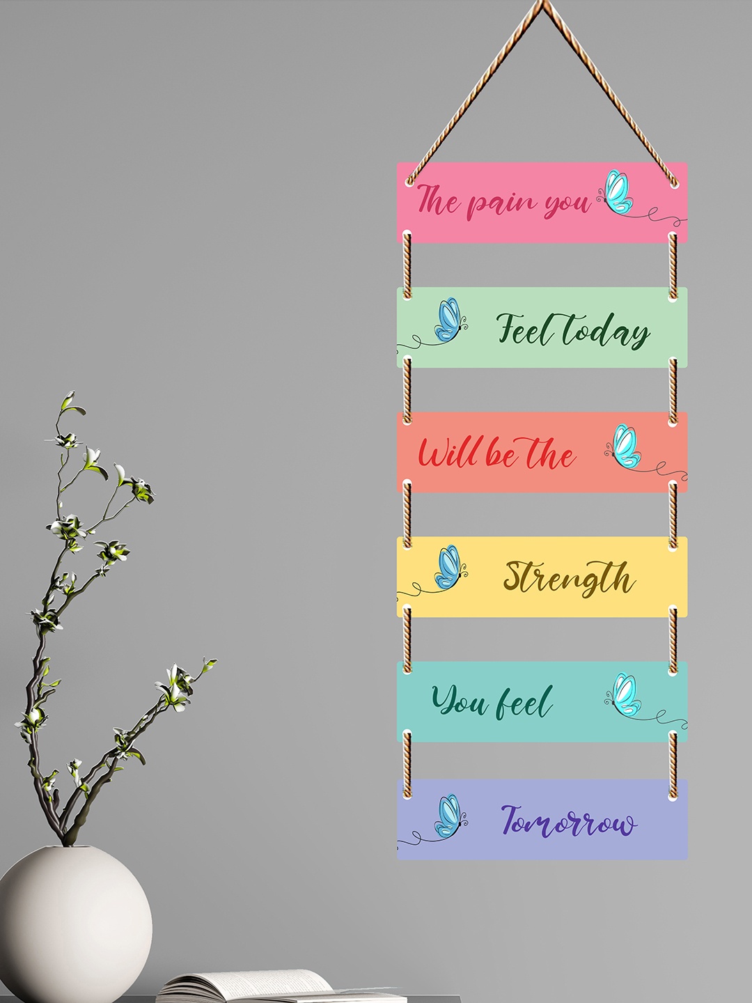 

SAF Pink & Green Printed Motivational Quotes Wooden Wall Hanging