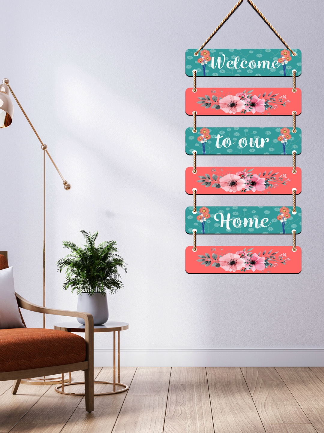 

SAF Green & Orange 6-Layered Welcome To Our Home Printed Wall Hanging