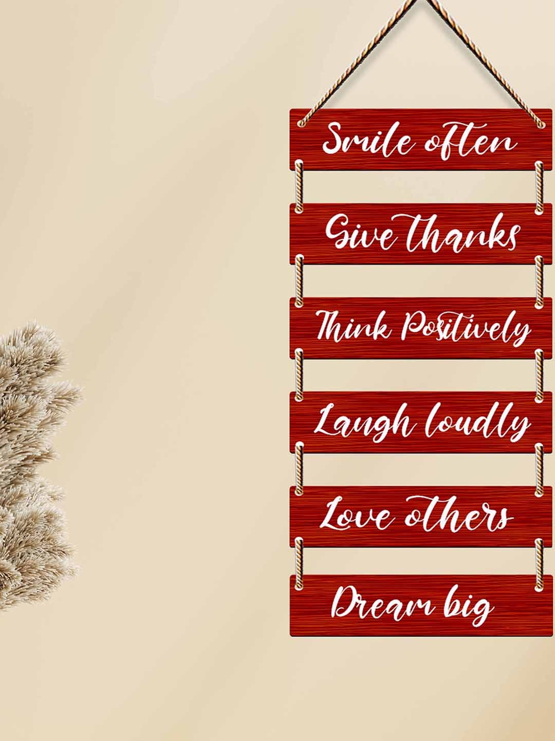 

SAF Red & White Typography Printed Wooden Wall Hanging