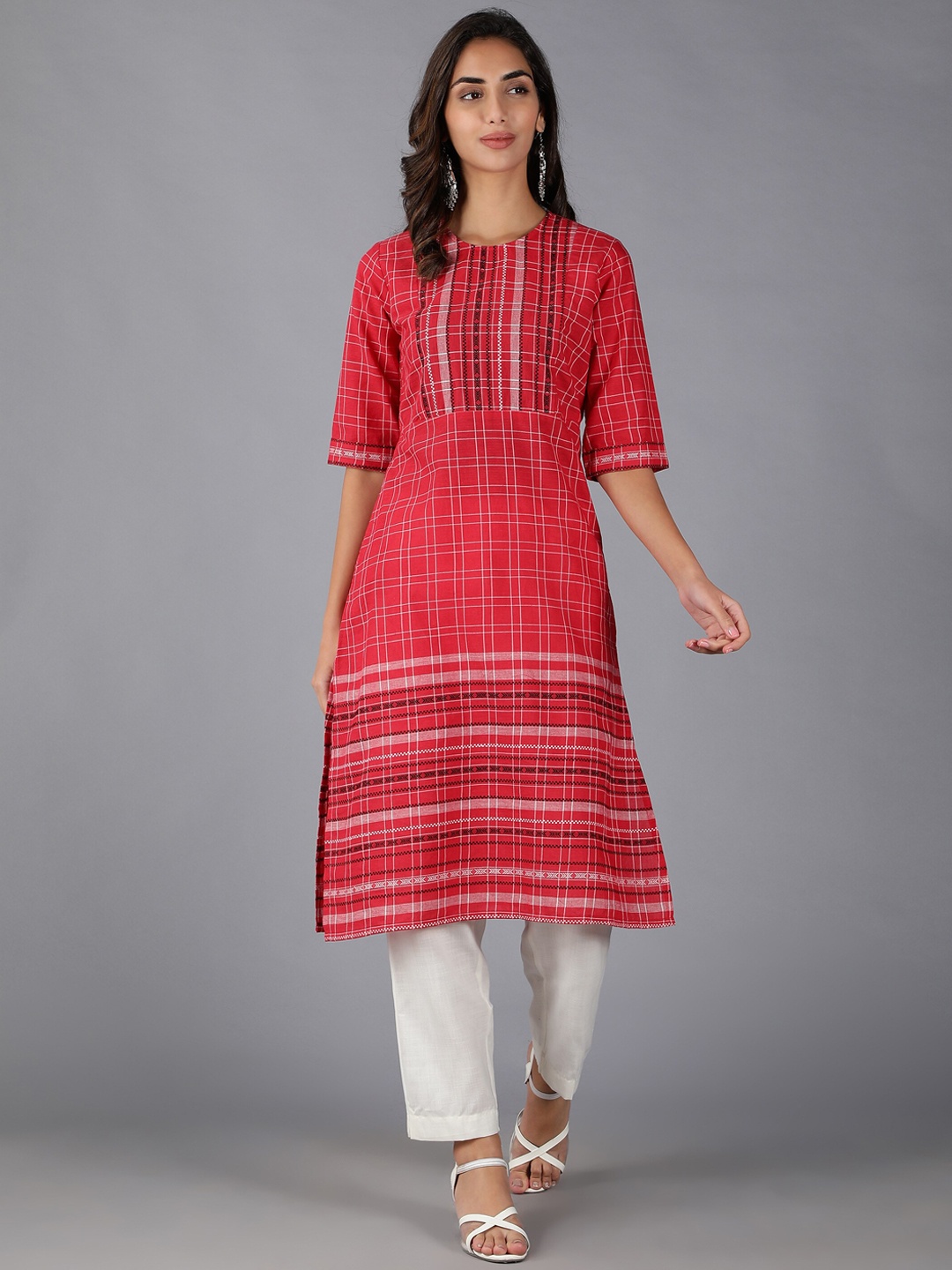 

Cot'N Soft Ethnic Motifs Printed Quirky Regular Cotton Kurta, Red