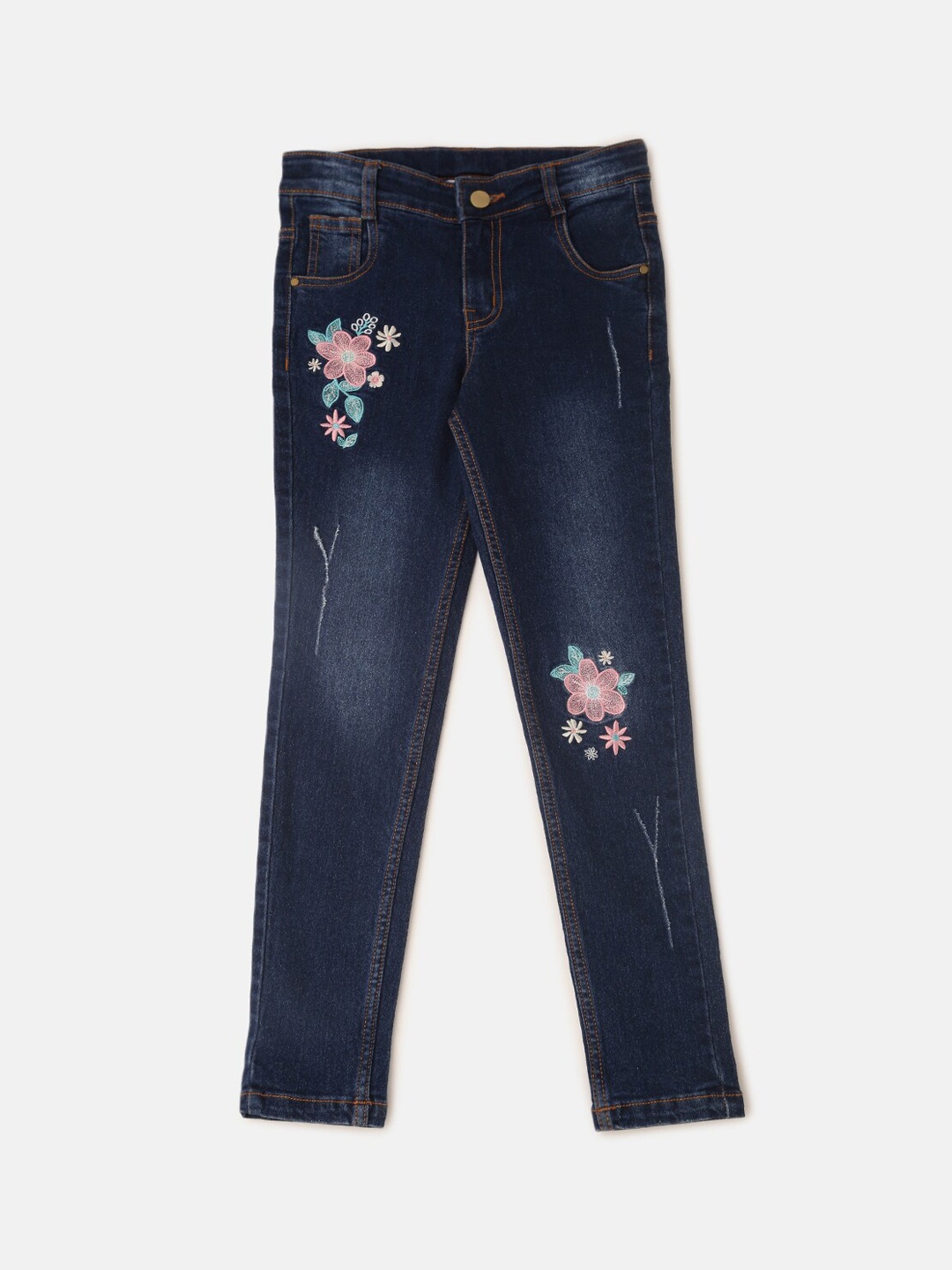 

De Moza Girls Regular Fit Light Fade Casual Cotton Jeans, Blue