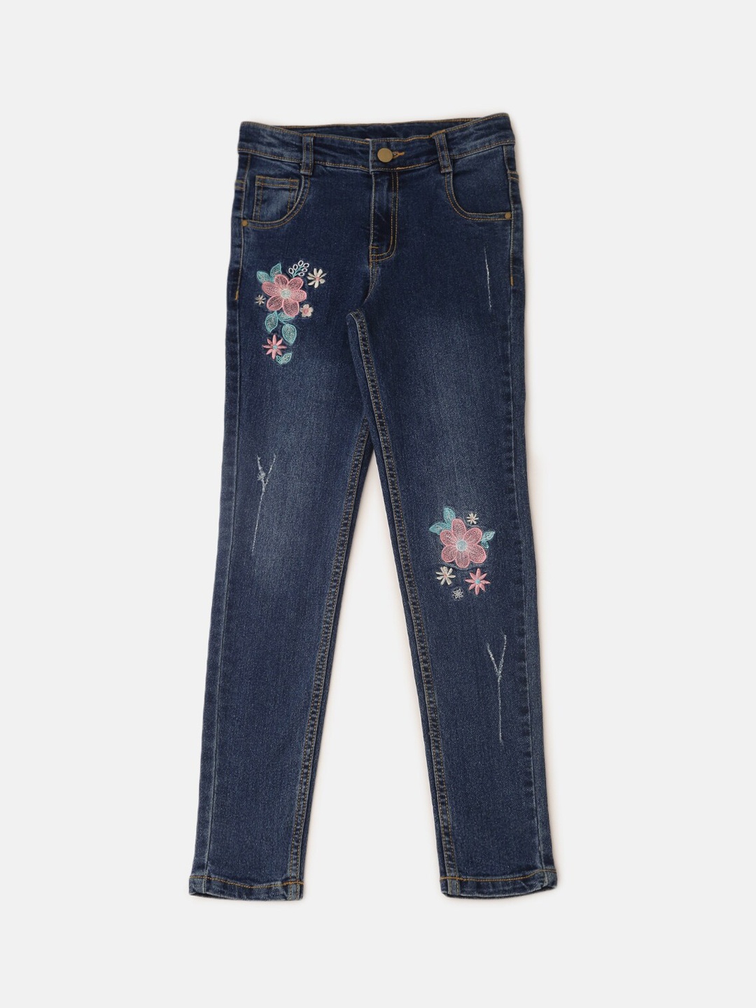 

De Moza Girls Regular Fit Light Fade Casual Cotton Jeans, Blue