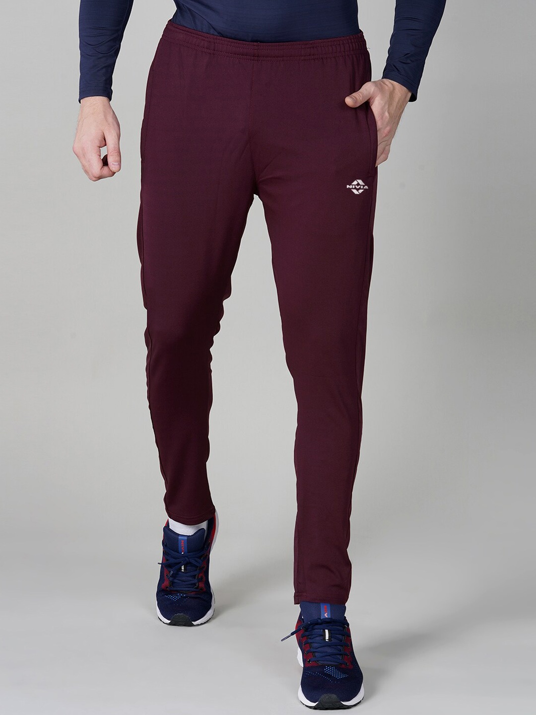 

NIVIA Men Maroon Slim-Fit Track Pants