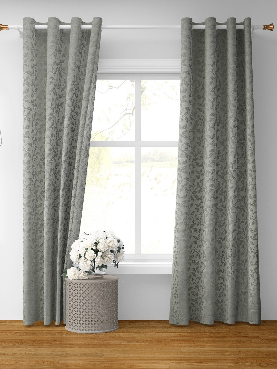 

Bajo's Grey Set of 2 Floral Door Curtain
