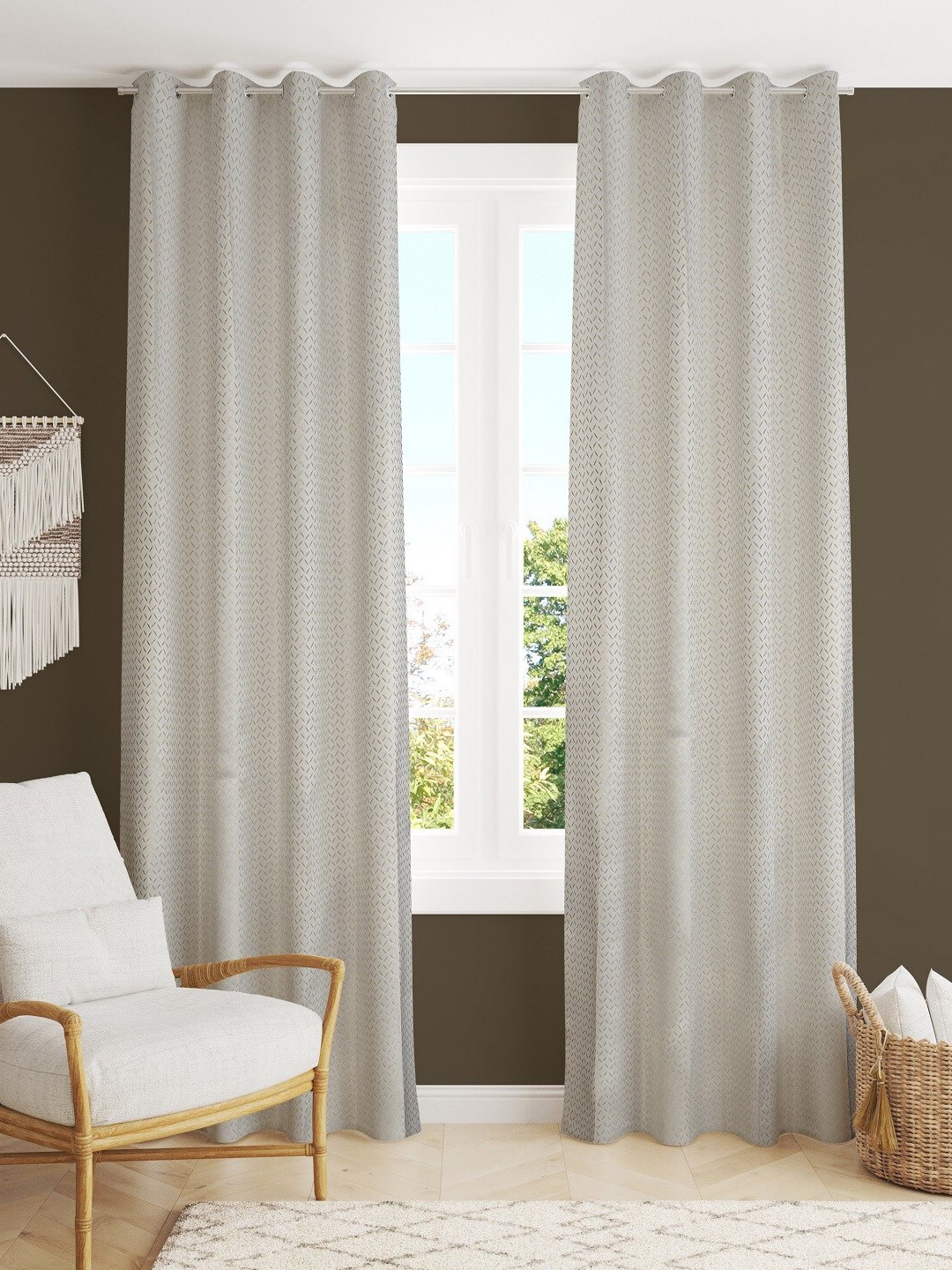 

Bajo's Off White Set of 2 Geometric Door Curtain