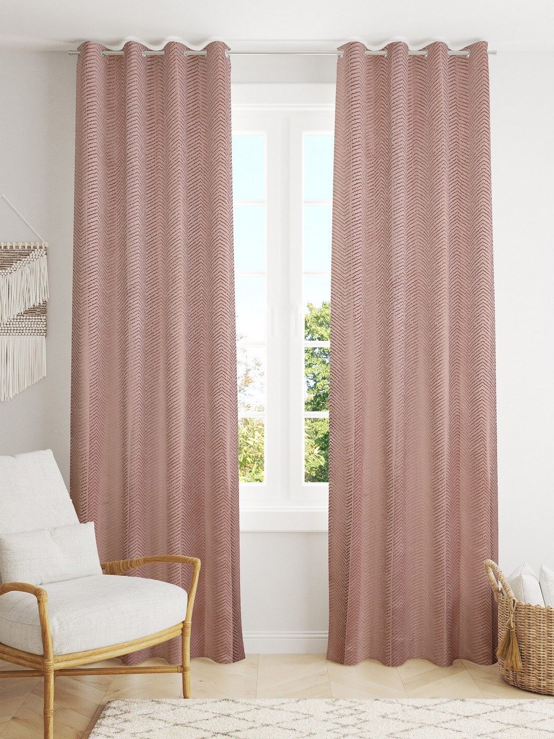 

Bajo's Pink Set of 2 Striped Door Curtain