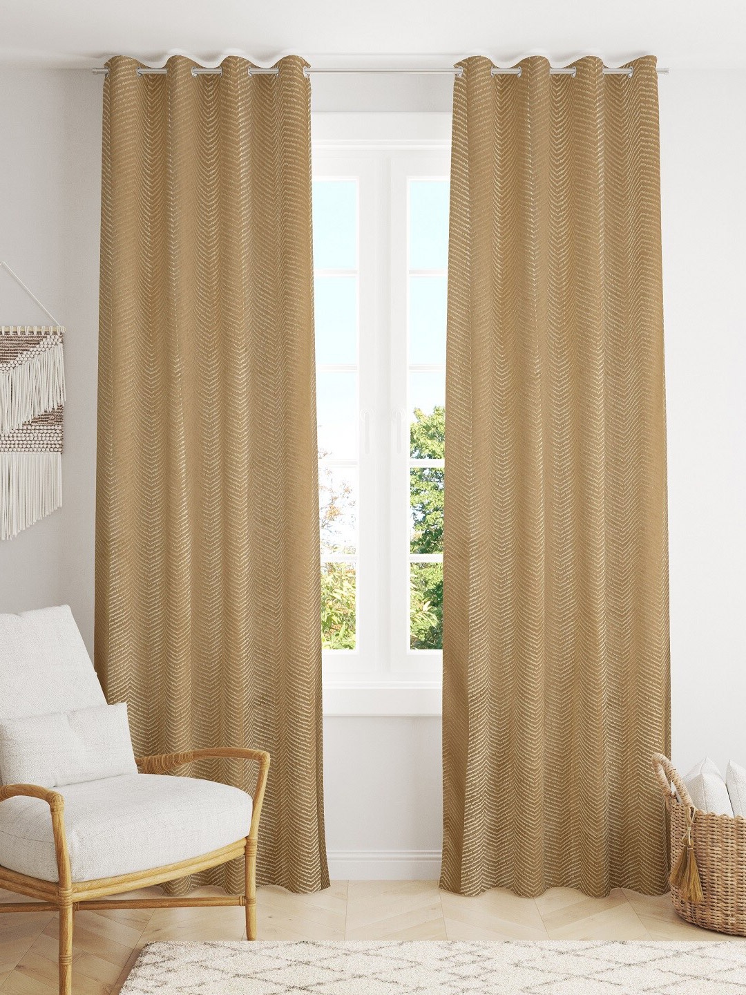 

Bajo's Gold-Toned Set of 2 Striped Door Curtain