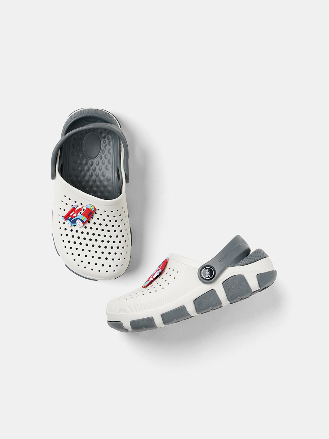 

R&B Boys White & Grey PU Clogs Sandals