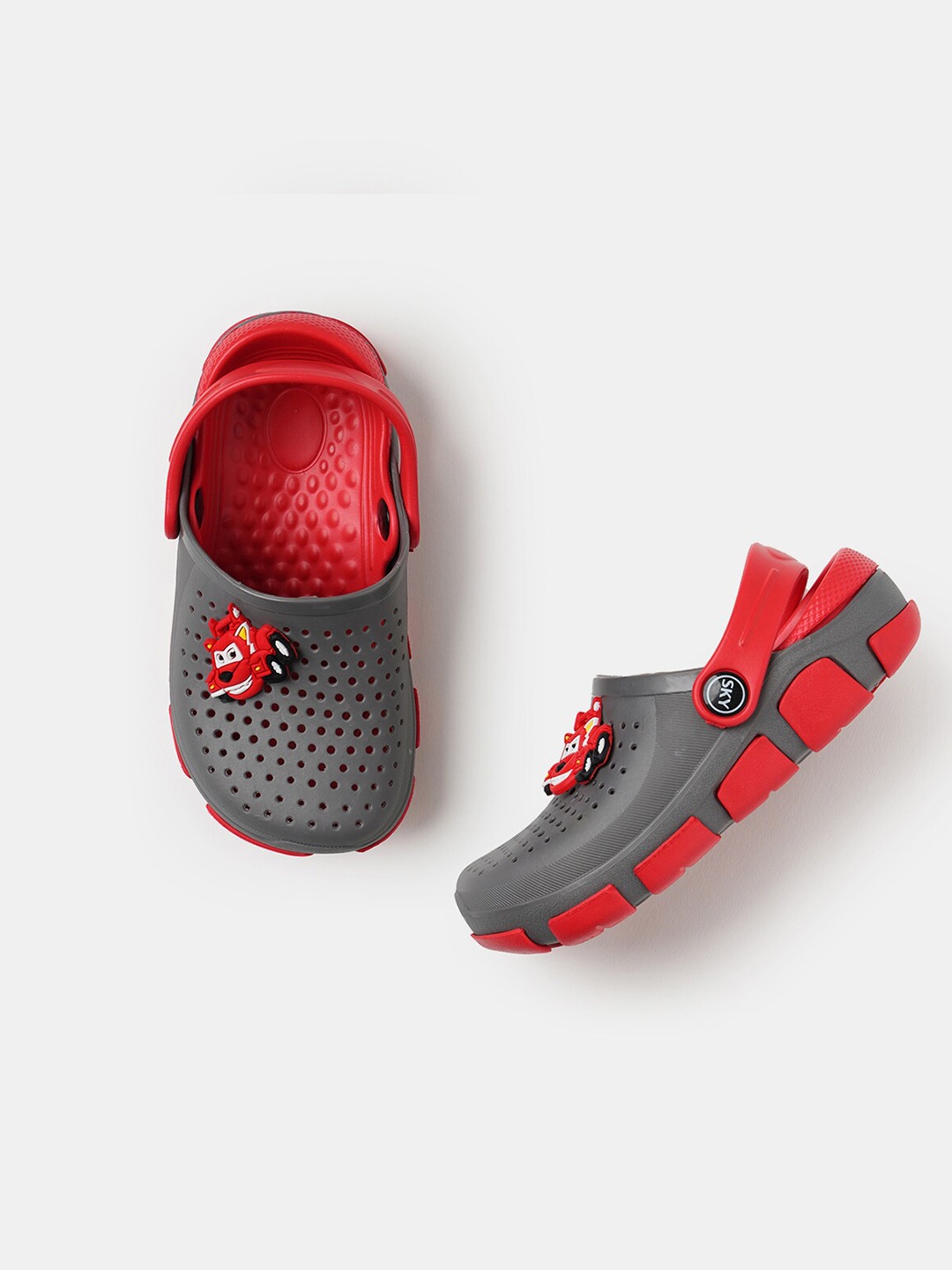 

R&B Boys Grey & Red PU Clogs Sandals