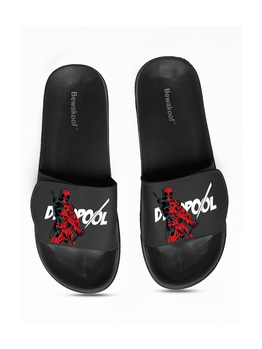 

Bewakoof Men Black & Red Printed Sliders