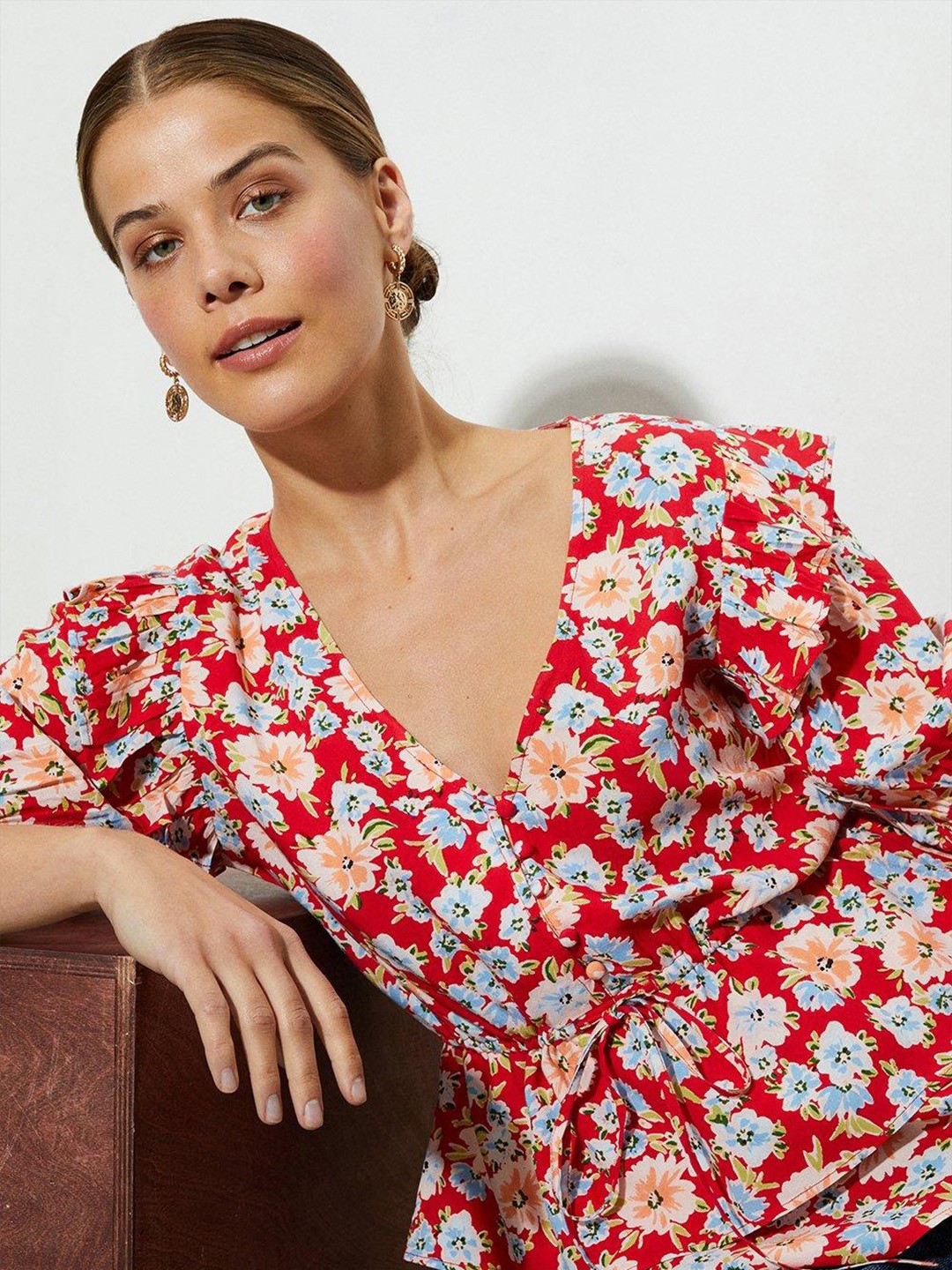 

DOROTHY PERKINS Floral Print A-Line Top, Red