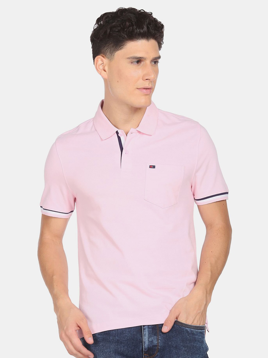 

AD By Arvind Polo Collar Slim Fit Cotton T-shirt, Pink