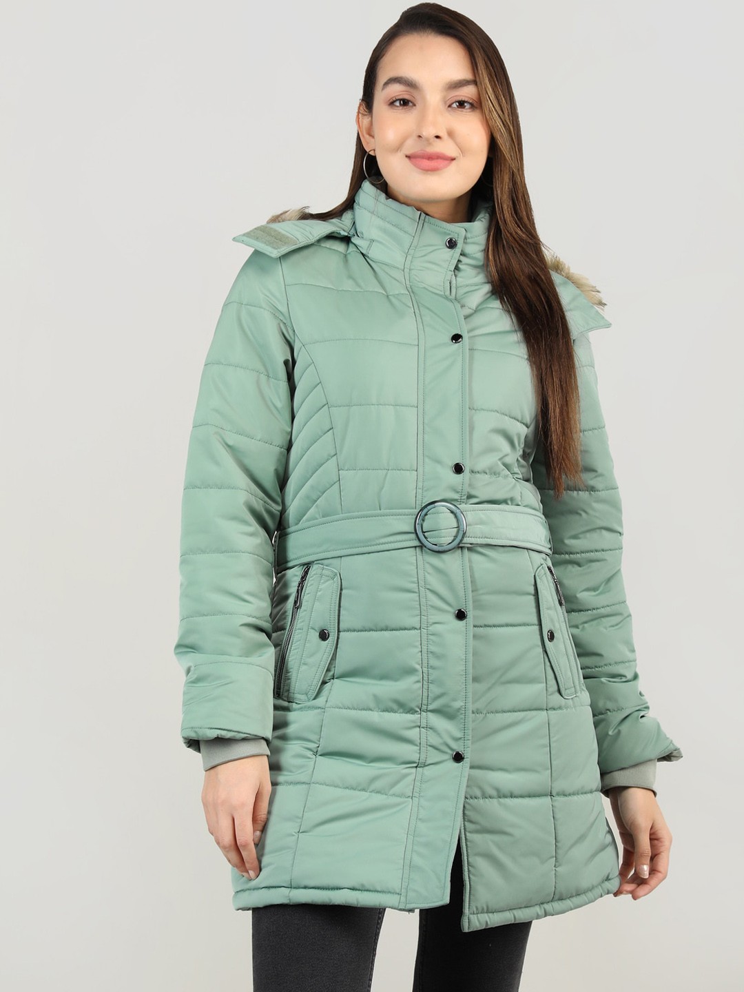 

LURE URBAN Women Green Longline Parka Jacket