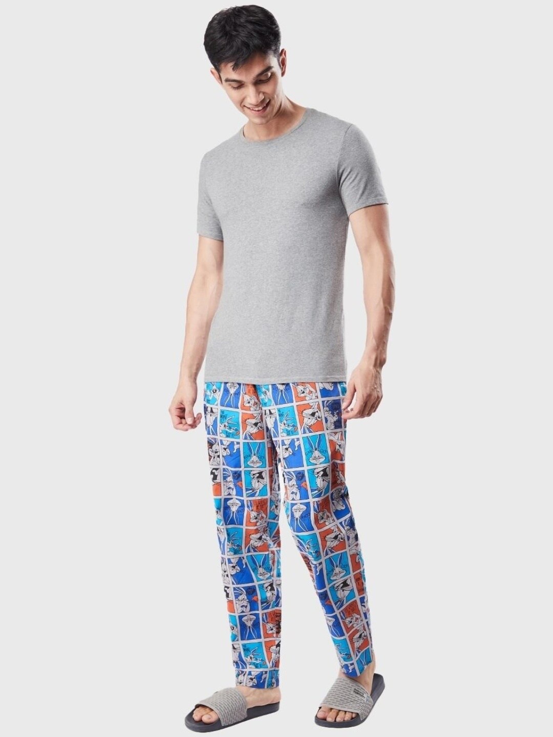 

Bewakoof Men Bugs Bunny Printed Cotton Lounge Pants, Blue