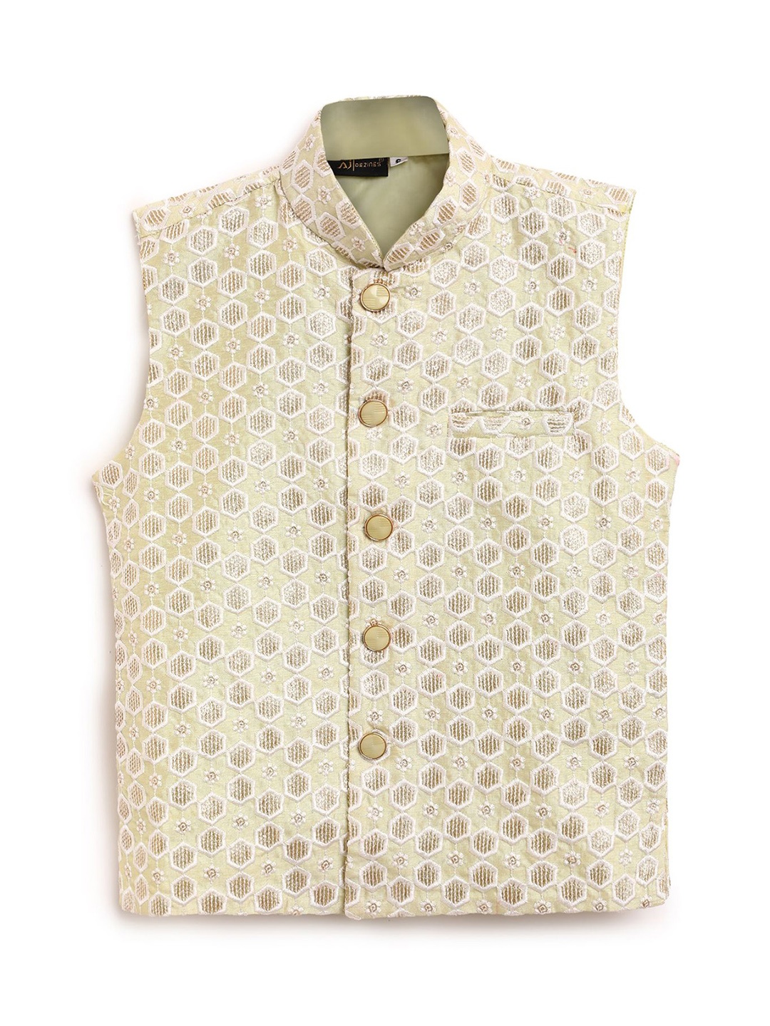 

Aj DEZInES Boys Embroidered Nehru Jacket, Green