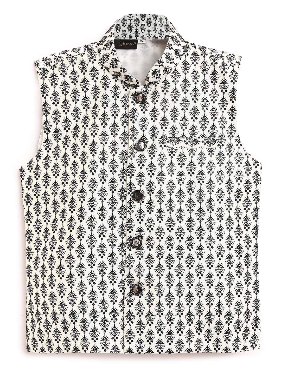 

Aj DEZInES Boys Embroidered Nehru Jacket, White