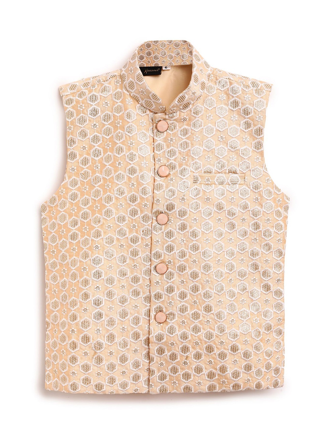 

Aj DEZInES Boys Printed Woven Nehru Jacket, Beige