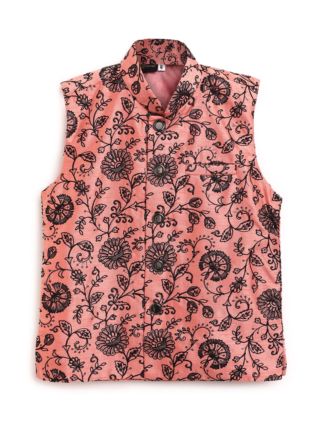 

Aj DEZInES Boys Embroidered Nehru Jacket, Peach