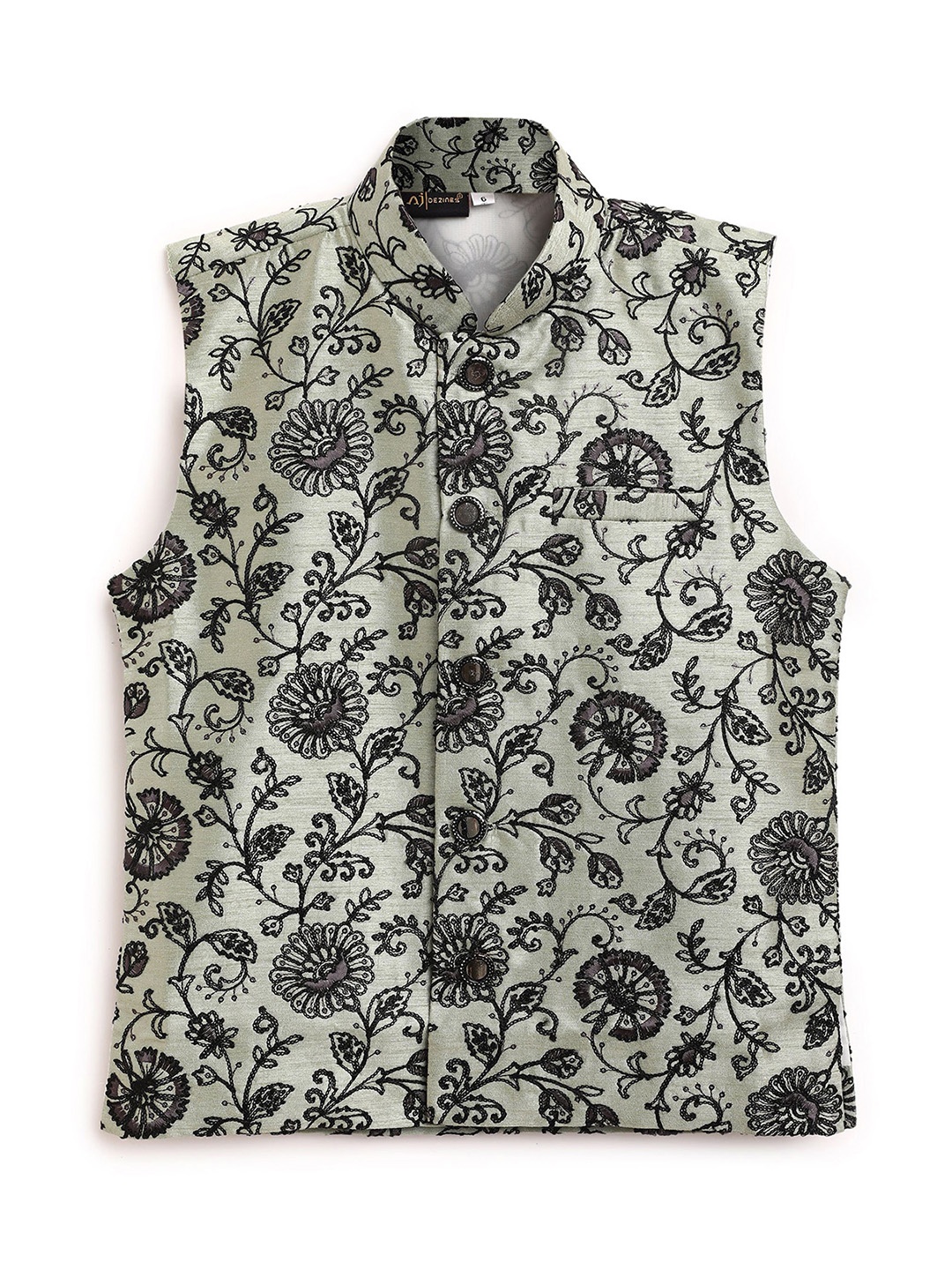 

Aj DEZInES Boys Embroidered Nehru Jacket, Green