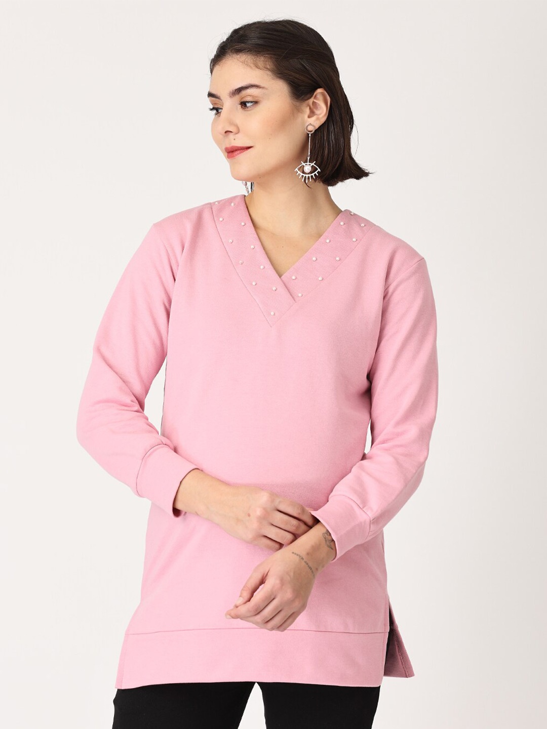 

The Mom Store Women Pink Maternity Cotton Sweatshirt