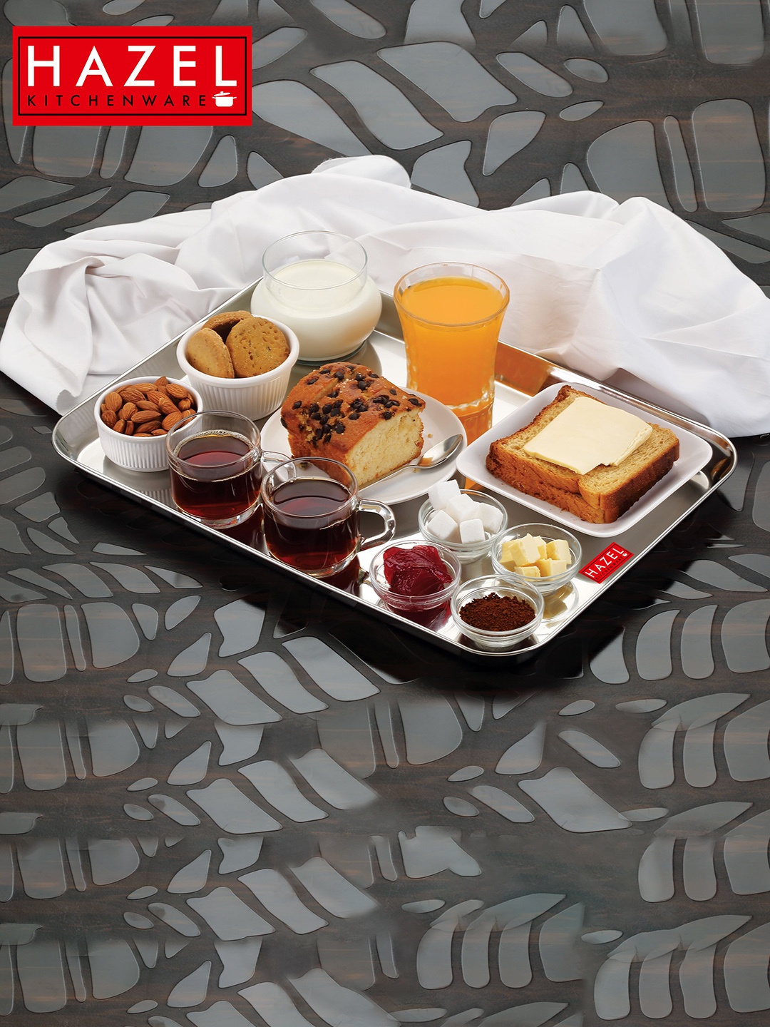 

HAZEL Set Of 4 Silver-Toned Sturdy & Shutterproof Stainless Steel Serving Trays