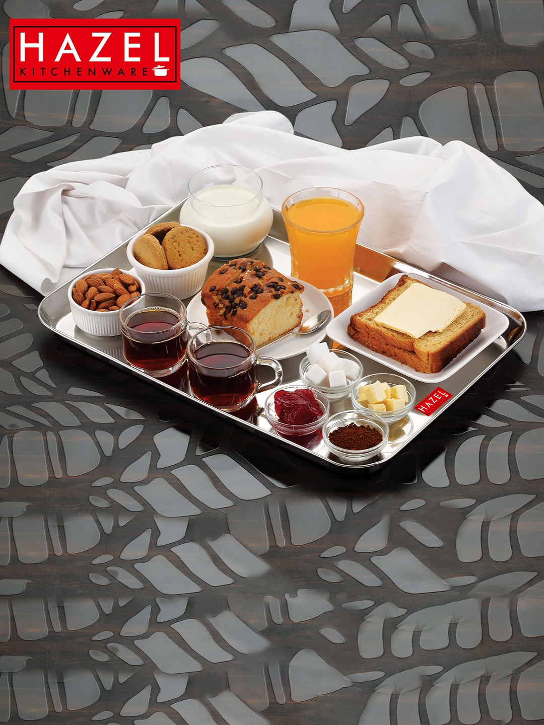 

HAZEL Set of 2 Silver Toned Sturdy & Shutterproof Stainless Steel Rectangular Trays