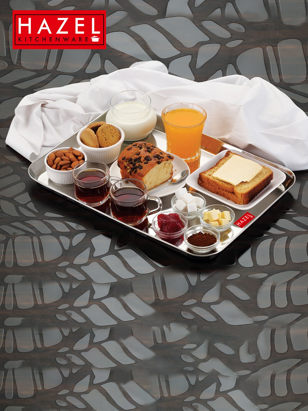 

HAZEL Set Of 2 Silver-Toned Sturdy & Shutterproof Stainless Steel Large Serving Tray