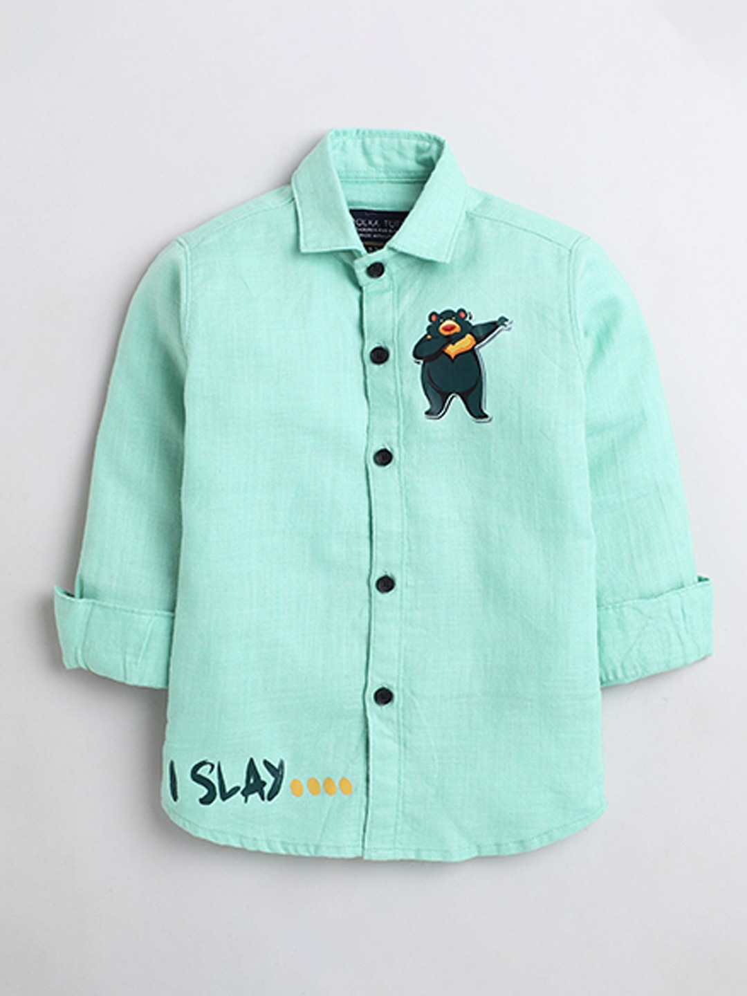 

Polka Tots Boys Blue Cotton Casual Shirt