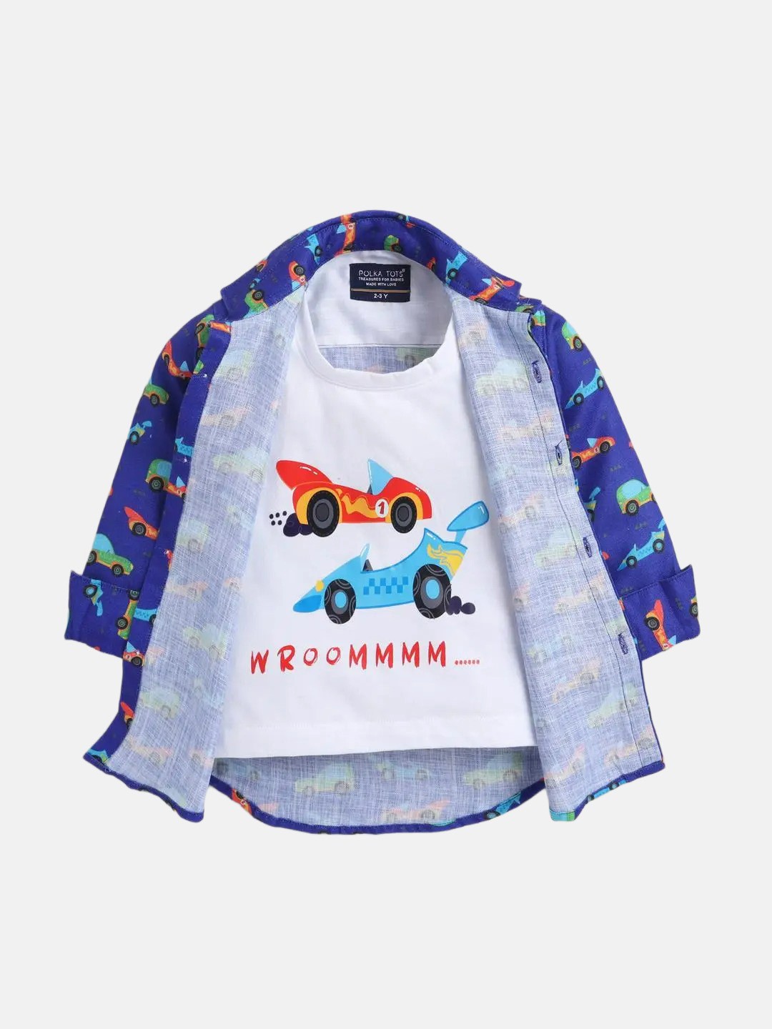 

Polka Tots Boys Printed Cotton Casual Shirt, Blue