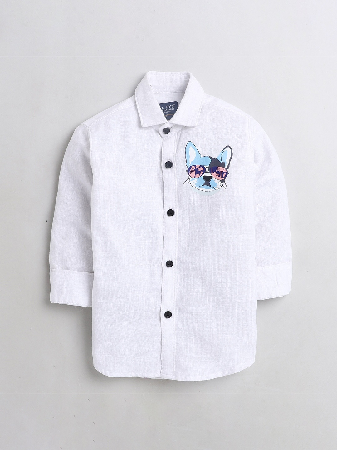 

Polka Tots Boys White Cotton Casual Shirt