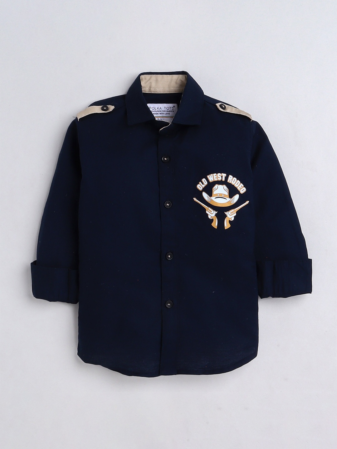 

Polka Tots Boys Navy Blue Cotton Casual Shirt
