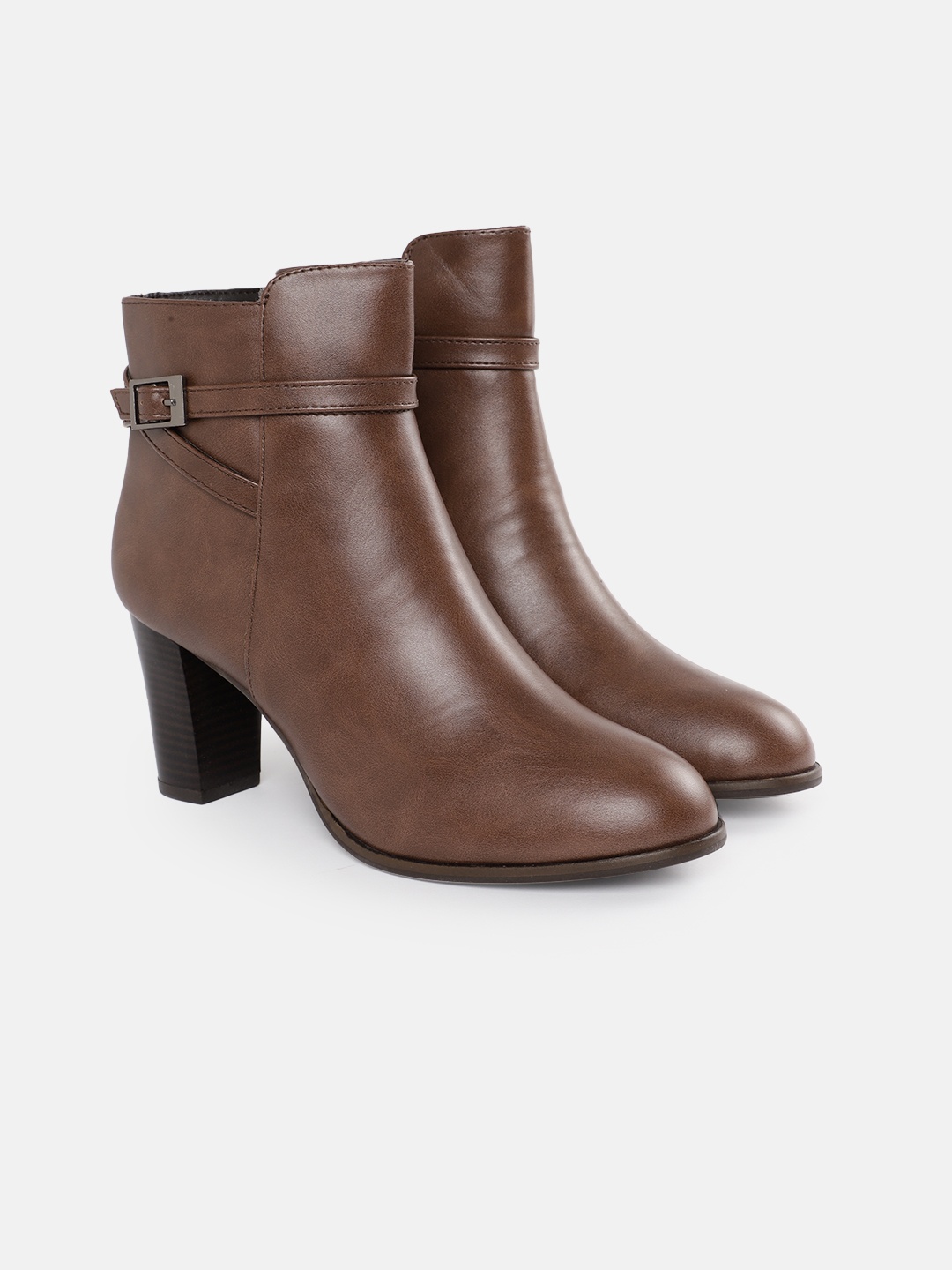 

Roadster Women Mid-Top Block Heel Boots with Buckle Detail, Brown