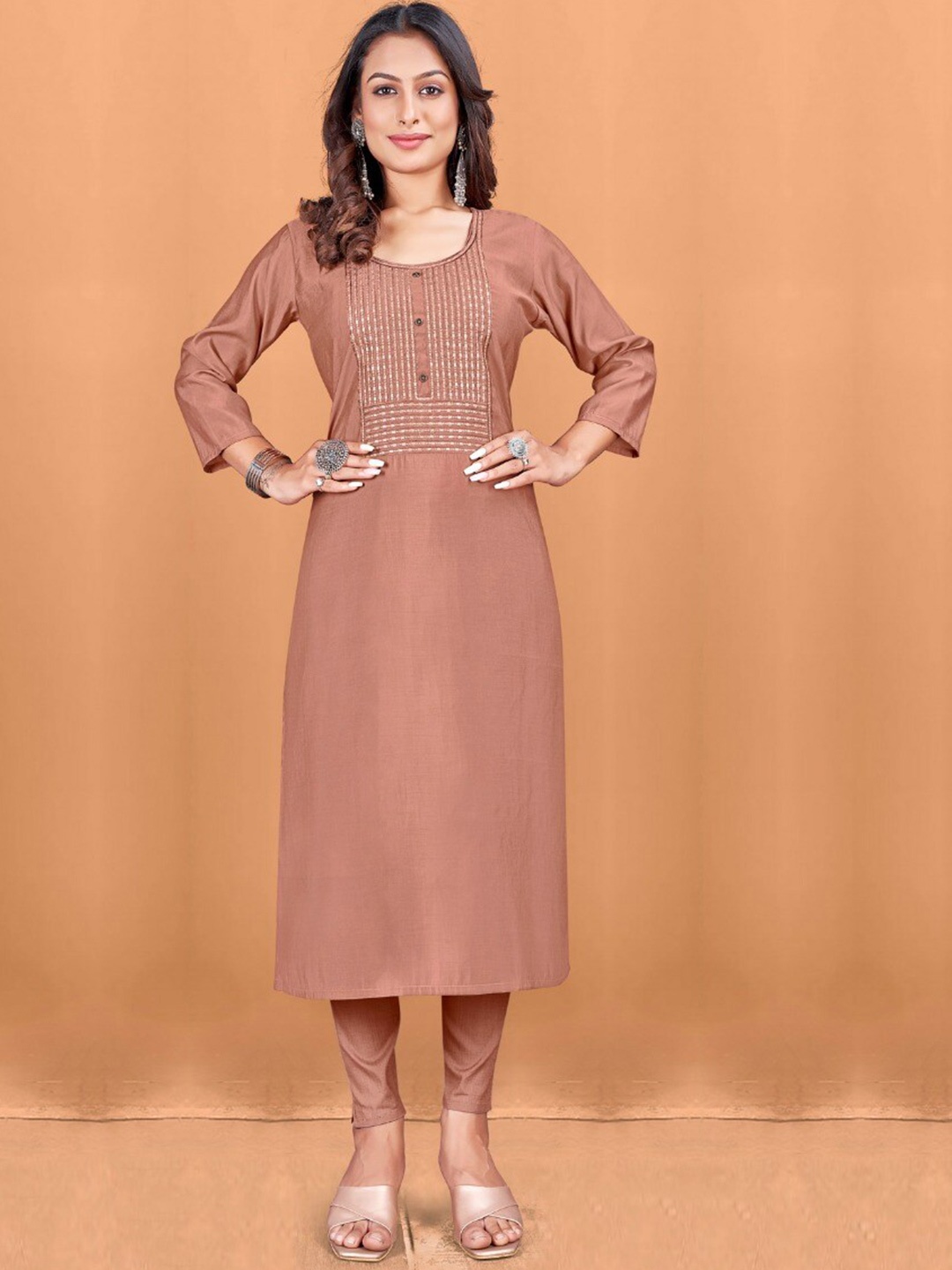 

Abhilasha Yoke Design Chanderi Silk Kurta, Mauve