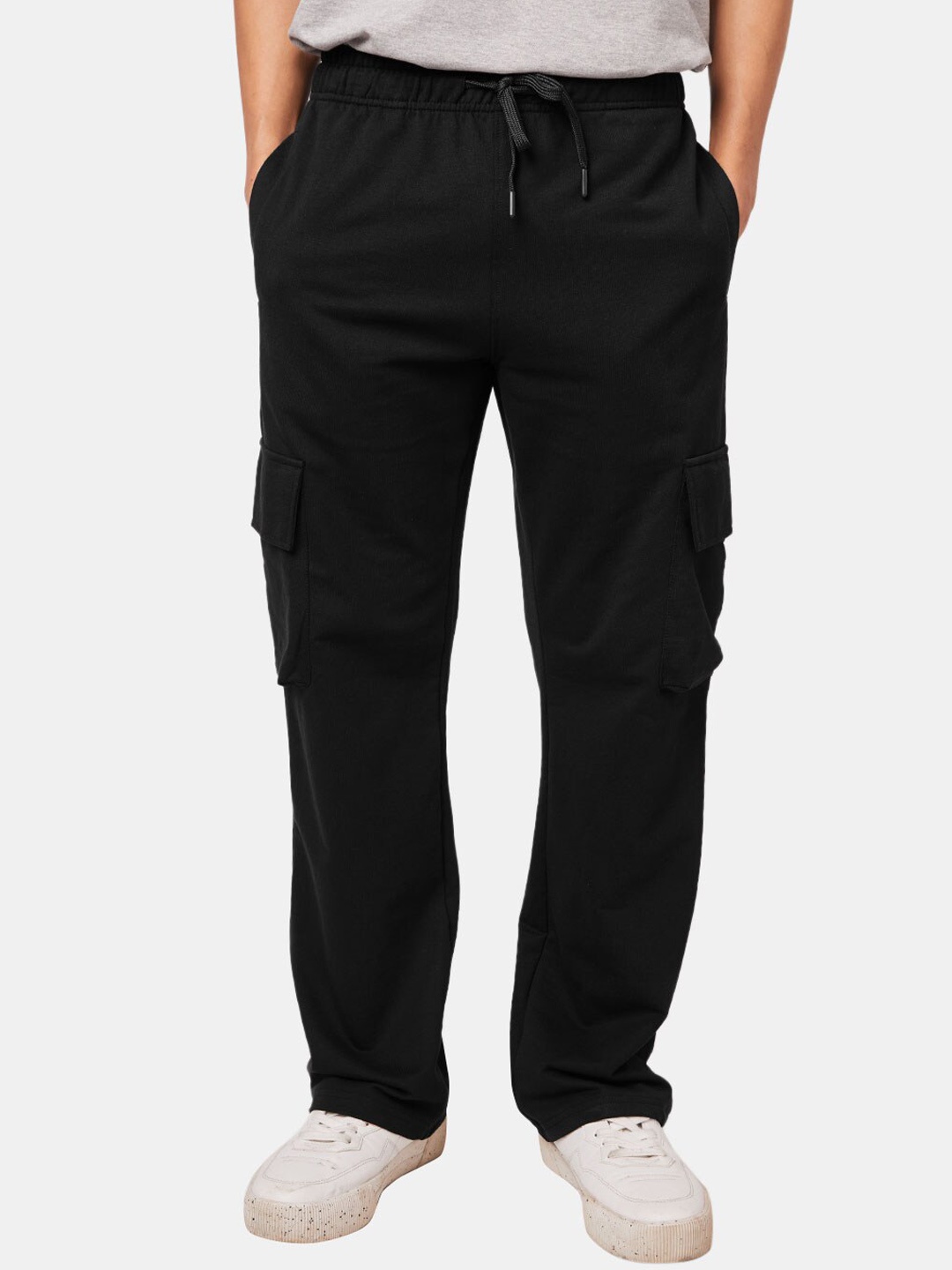 

The Souled Store Men Drawstring Pure Cotton Track Pant, Black