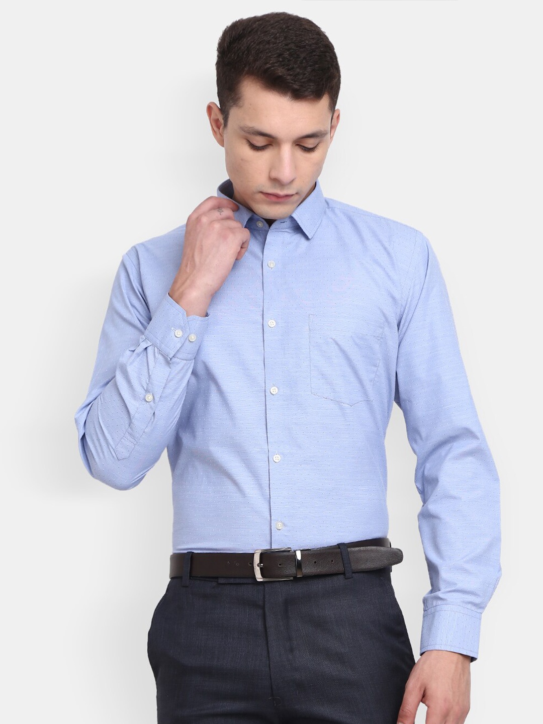 

J White by Vmart Men Classic Printed Cotton Formal Shirt, Blue